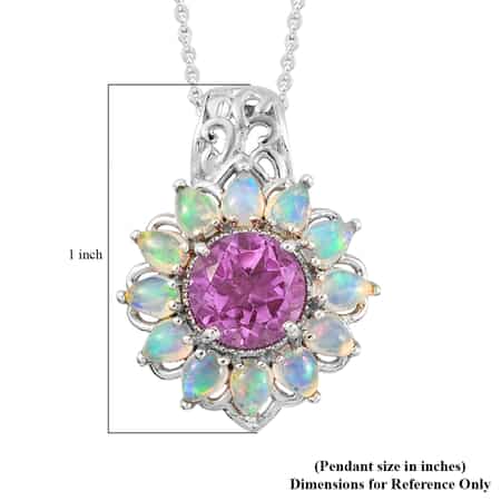 Patroke Quartz and Ethiopian Welo Opal Floral Pendant Necklace 20 Inches in Platinum Over Sterling Silver 3.50 ctw image number 6