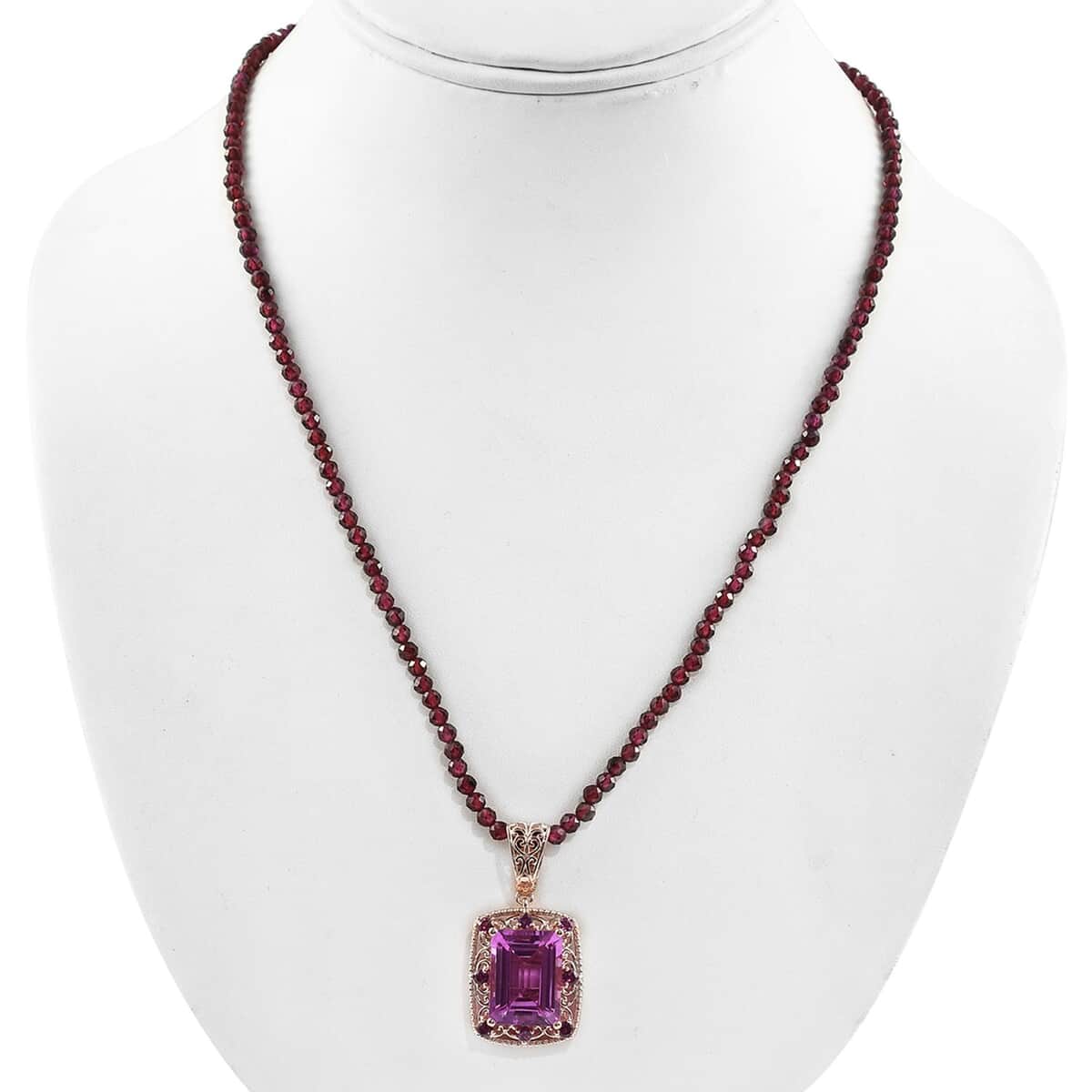Patroke Quartz (Triplet) and Rhodolite Garnet Pendant with Mozambique Garnet Beaded Necklace 20 In in Vermeil RG Over Sterling Silver 114.35 ctw image number 2