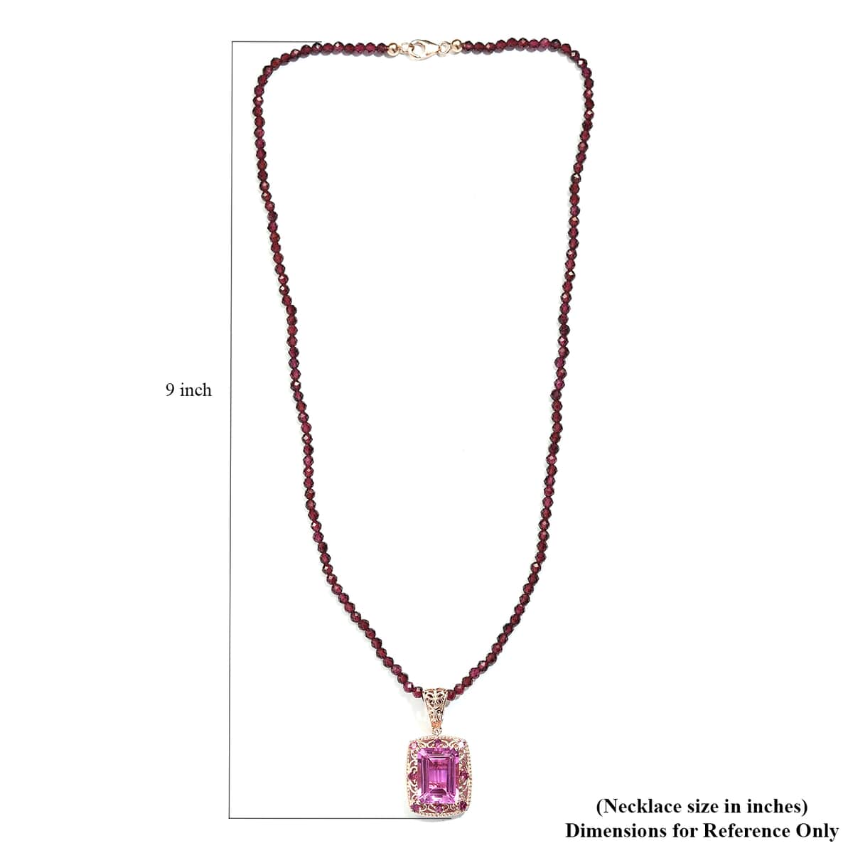Patroke Quartz (Triplet) and Rhodolite Garnet Pendant with Mozambique Garnet Beaded Necklace 20 In in Vermeil RG Over Sterling Silver 114.35 ctw image number 5