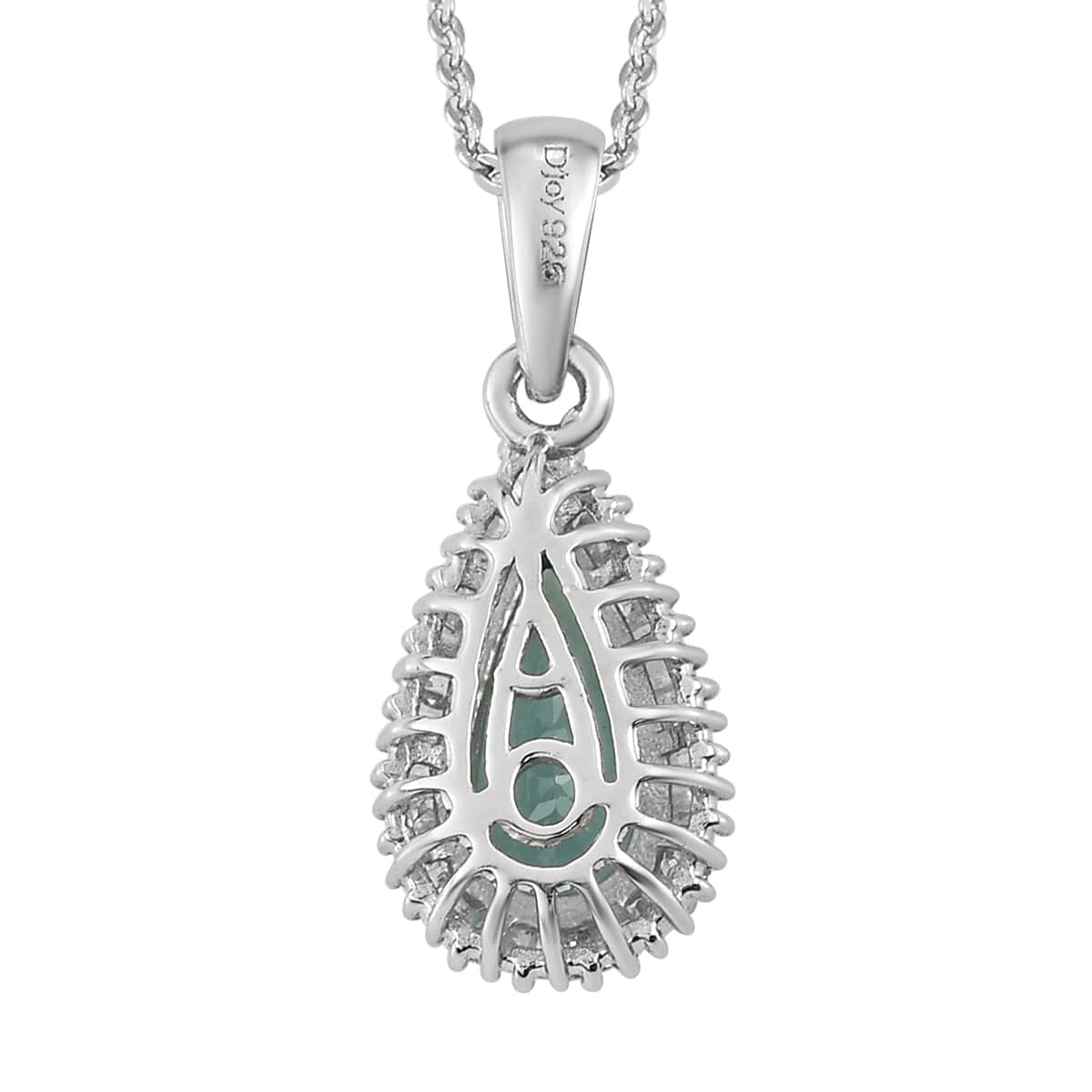 Grandidierite and Diamond Halo Pendant Necklace 20 Inches in Platinum Over Sterling Silver 2.00 ctw image number 4