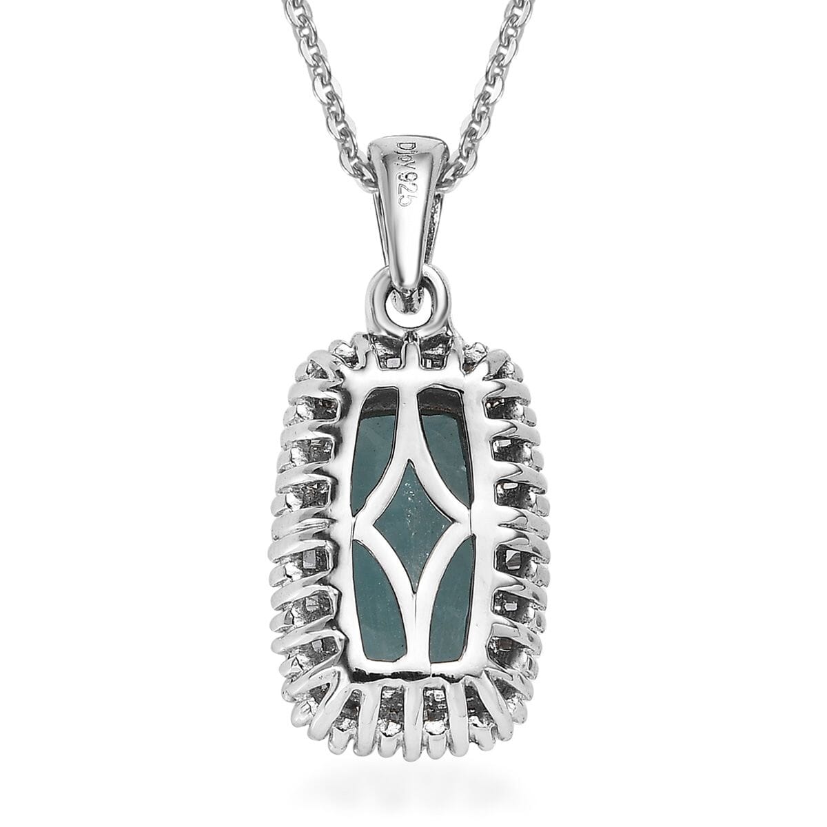 Grandidierite and Diamond Halo Pendant Necklace 20 Inches in Platinum Over Sterling Silver 2.00 ctw image number 4