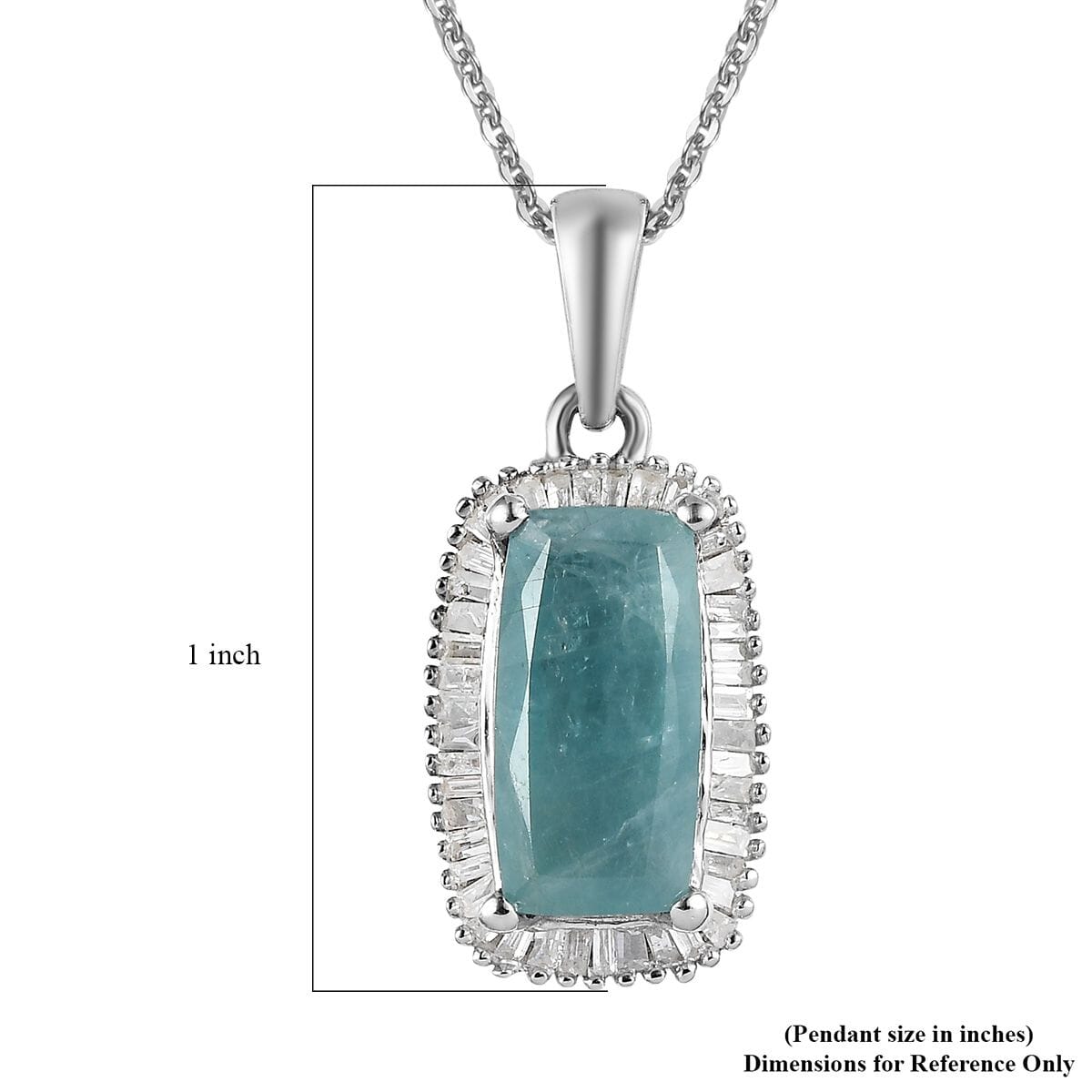 Grandidierite and Diamond Halo Pendant Necklace 20 Inches in Platinum Over Sterling Silver 2.00 ctw image number 6