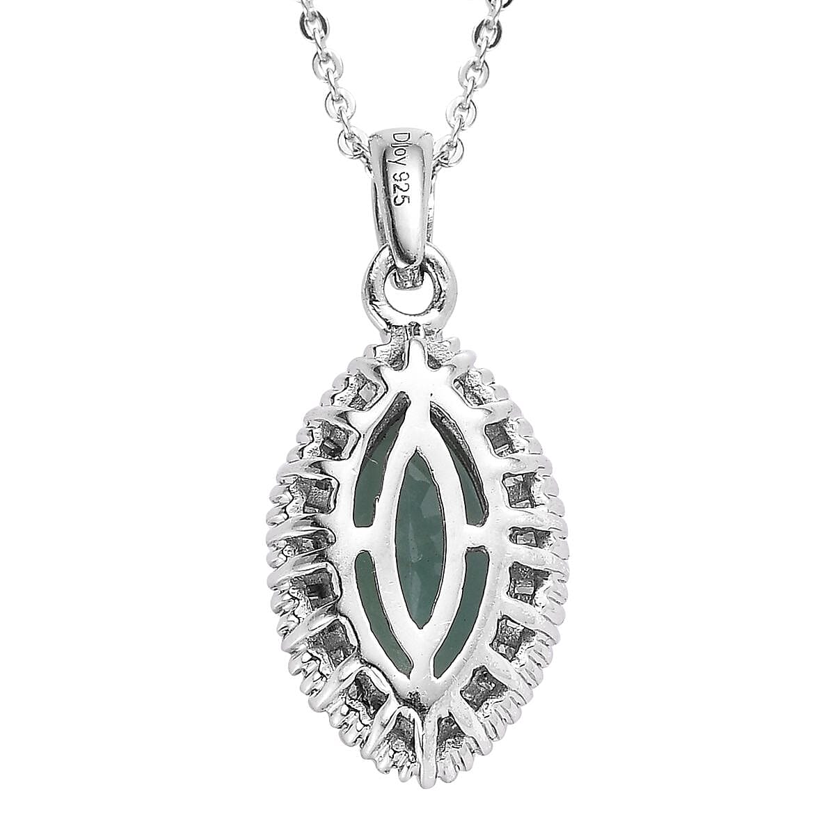 Grandidierite and White Diamond Halo Pendant Necklace 20 Inches in Platinum Over Sterling Silver 1.90 ctw