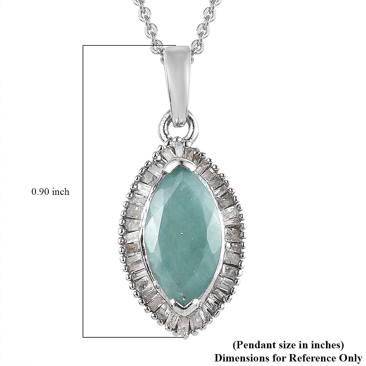 Grandidierite and White Diamond Halo Pendant Necklace 20 Inches in Platinum Over Sterling Silver 1.90 ctw