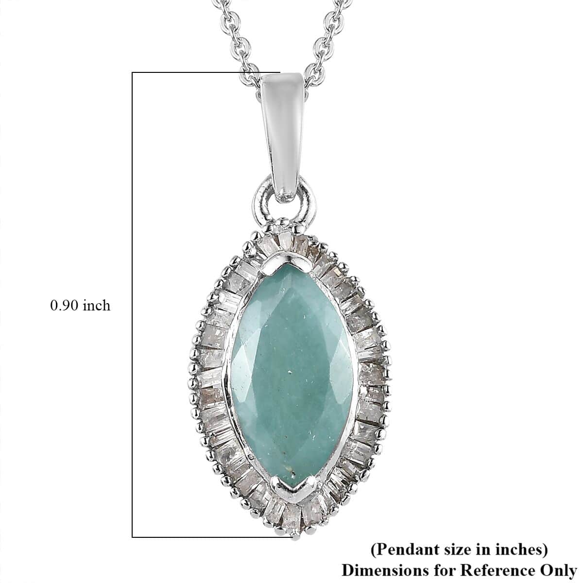 Grandidierite and White Diamond Halo Pendant Necklace 20 Inches in Platinum Over Sterling Silver 1.90 ctw image number 5