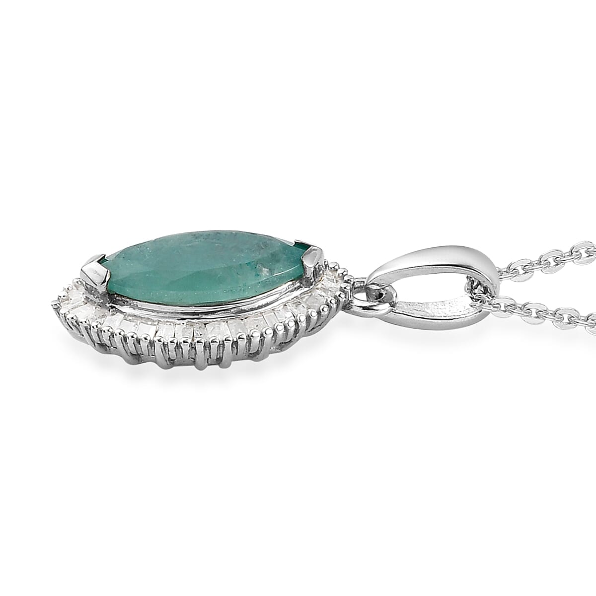 Grandidierite and Diamond Halo Pendant Necklace 20 Inches in Platinum Over Sterling Silver 2.00 ctw image number 3