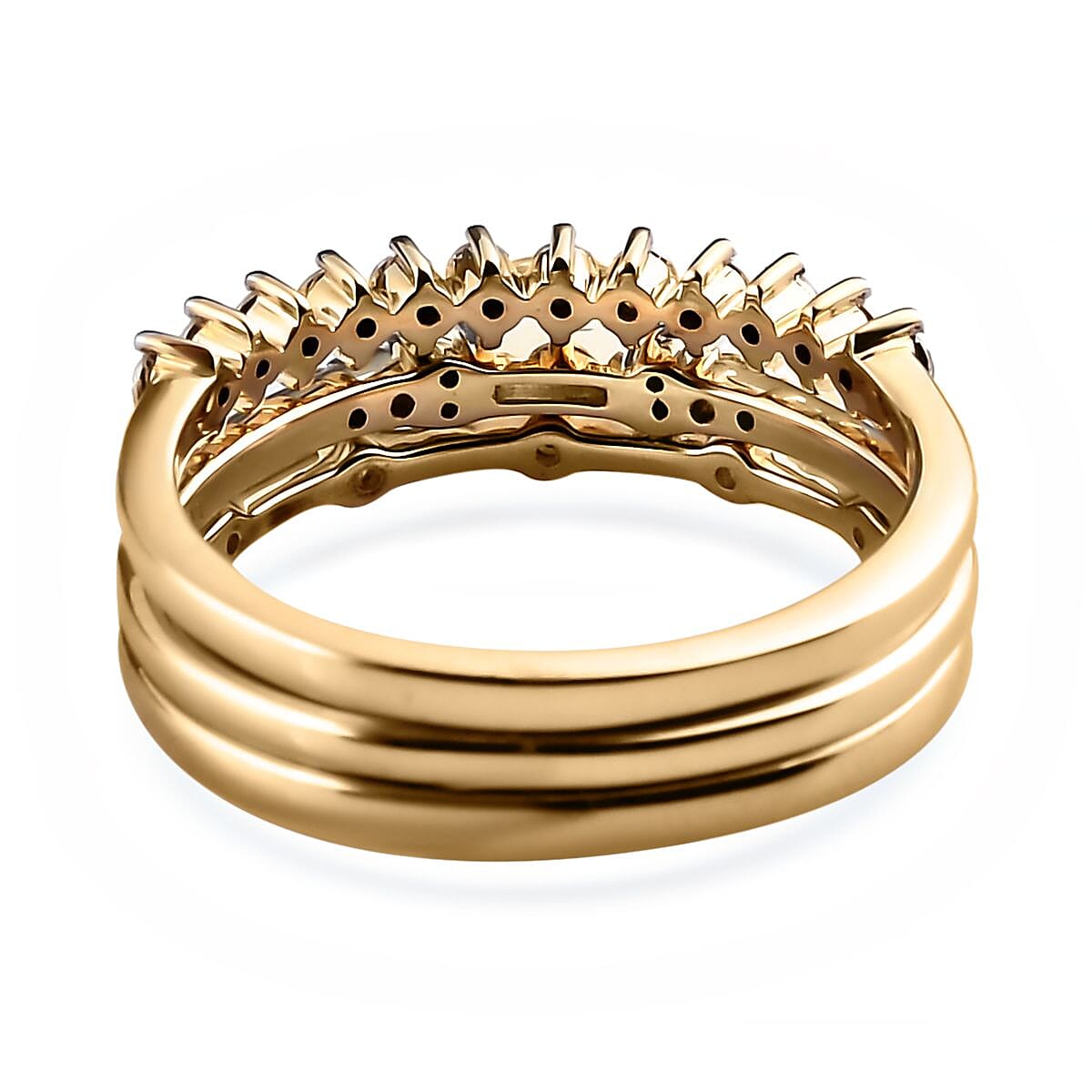 Luxoro 10K Yellow Gold Set of 3 Moissanite Stackable Ring (Size 7.0) 4.50 Grams 0.75 ctw image number 5