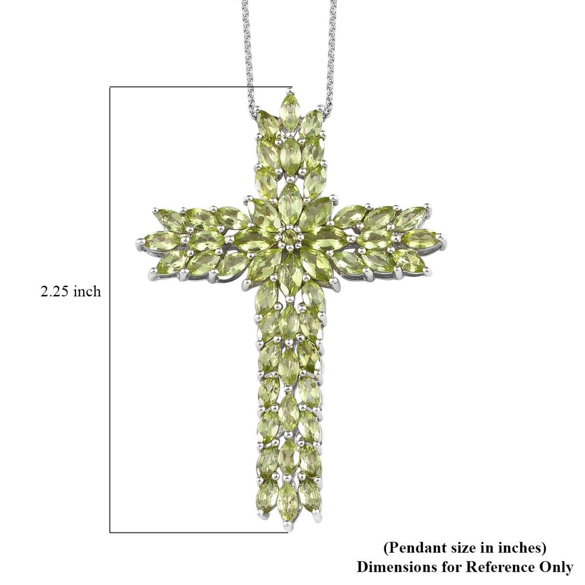 Arizona Peridot Cross Pendant Necklace 20 Inches in Platinum Over Sterling Silver 7.65 ctw image number 6