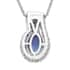 Tanzanite and Diamond Pendant Necklace 20 Inches in Platinum Over Sterling Silver 1.50 ctw image number 4