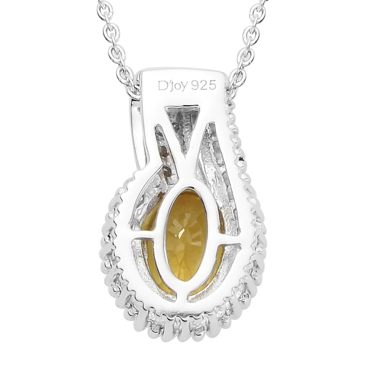 Madagascar Yellow Sapphire and Diamond Pendant Necklace 20 Inches in Platinum Over Sterling Silver 2.00 ctw image number 4