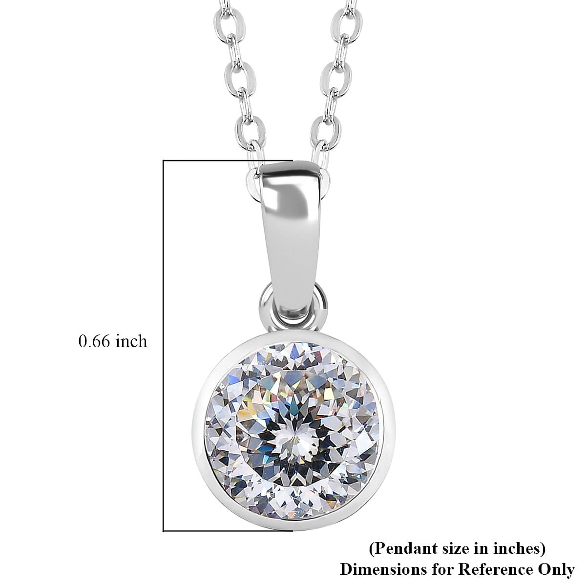 100 Facet Strontium Titanate Solitaire Pendant Necklace 20 Inches in Platinum Over Sterling Silver 3.10 ctw