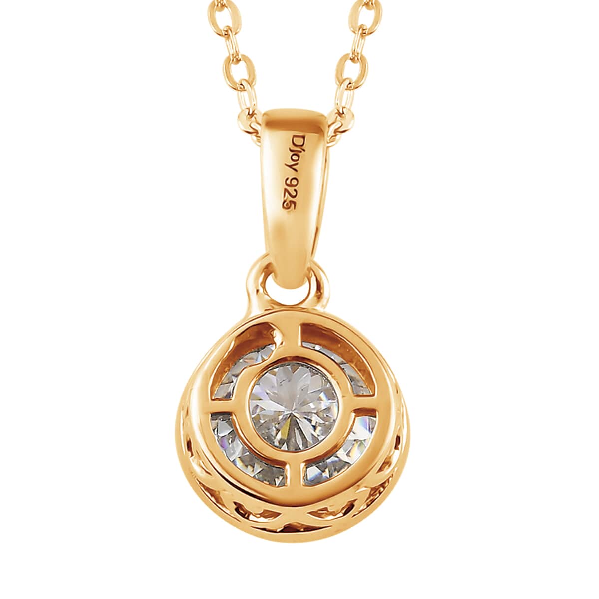 100 Facet Strontium Titanate 3.10 ctw Solitaire Pendant Necklace in Vermeil Yellow Gold Over Sterling Silver 20 Inches image number 4