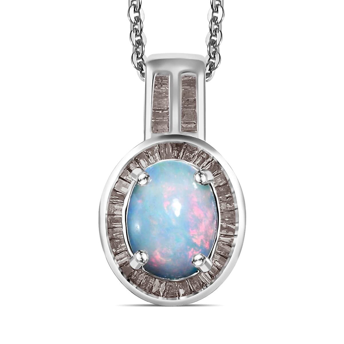 Premium AMERICAN Natural Sleeping Beauty Turquoise and Blue Diamond Halo Pendant Necklace 20 Inches in Platinum Over Sterling Silver 1.75 ctw image number 0