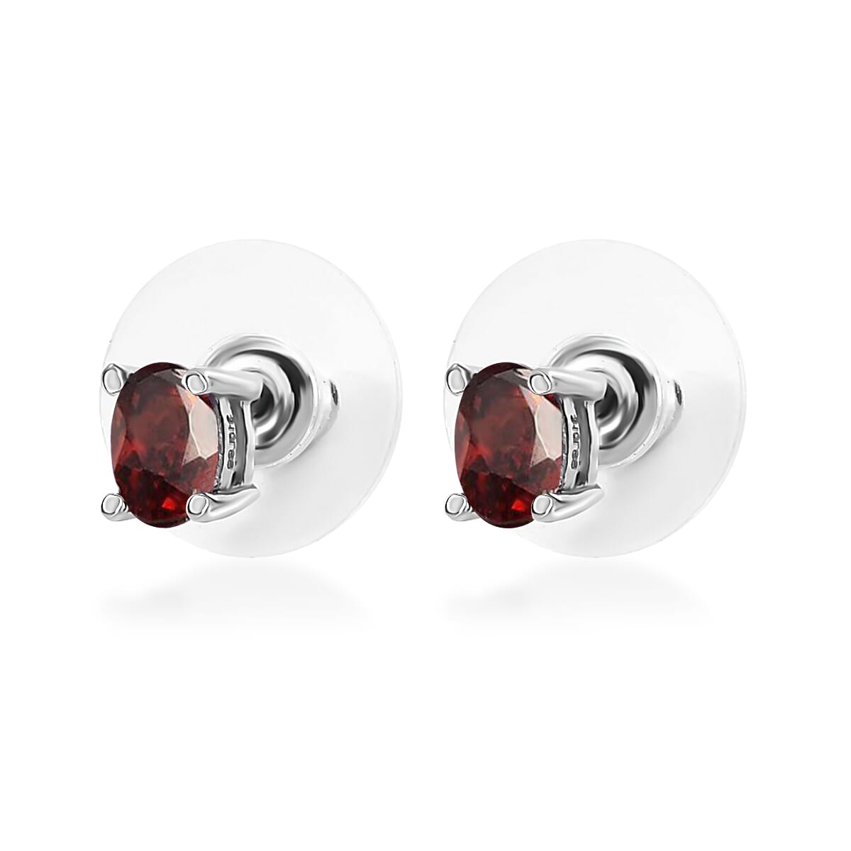 Mozambique Garnet 4.50 ctw Stud Earrings and Cross Pendant Necklace 20 Inches in Stainless Steel image number 9