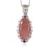 Natural Tanzanian Natronite and Orissa Rhodolite Garnet Pendant Necklace 20 Inches in Vermeil Rose Gold and Platinum Over Sterling Silver 6.00 ctw image number 0
