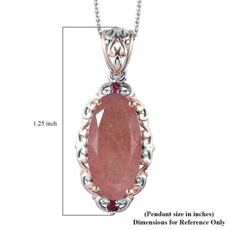Natural Tanzanian Natronite and Orissa Rhodolite Garnet Pendant Necklace 20 Inches in Vermeil Rose Gold and Platinum Over Sterling Silver 6.00 ctw image number 6