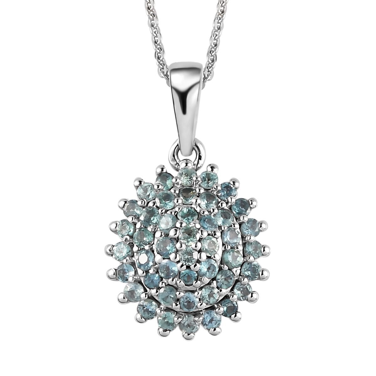 Narsipatnam Alexandrite Floral Pendant Necklace 20 Inches in Platinum Over Sterling Silver 1.10 ctw image number 0