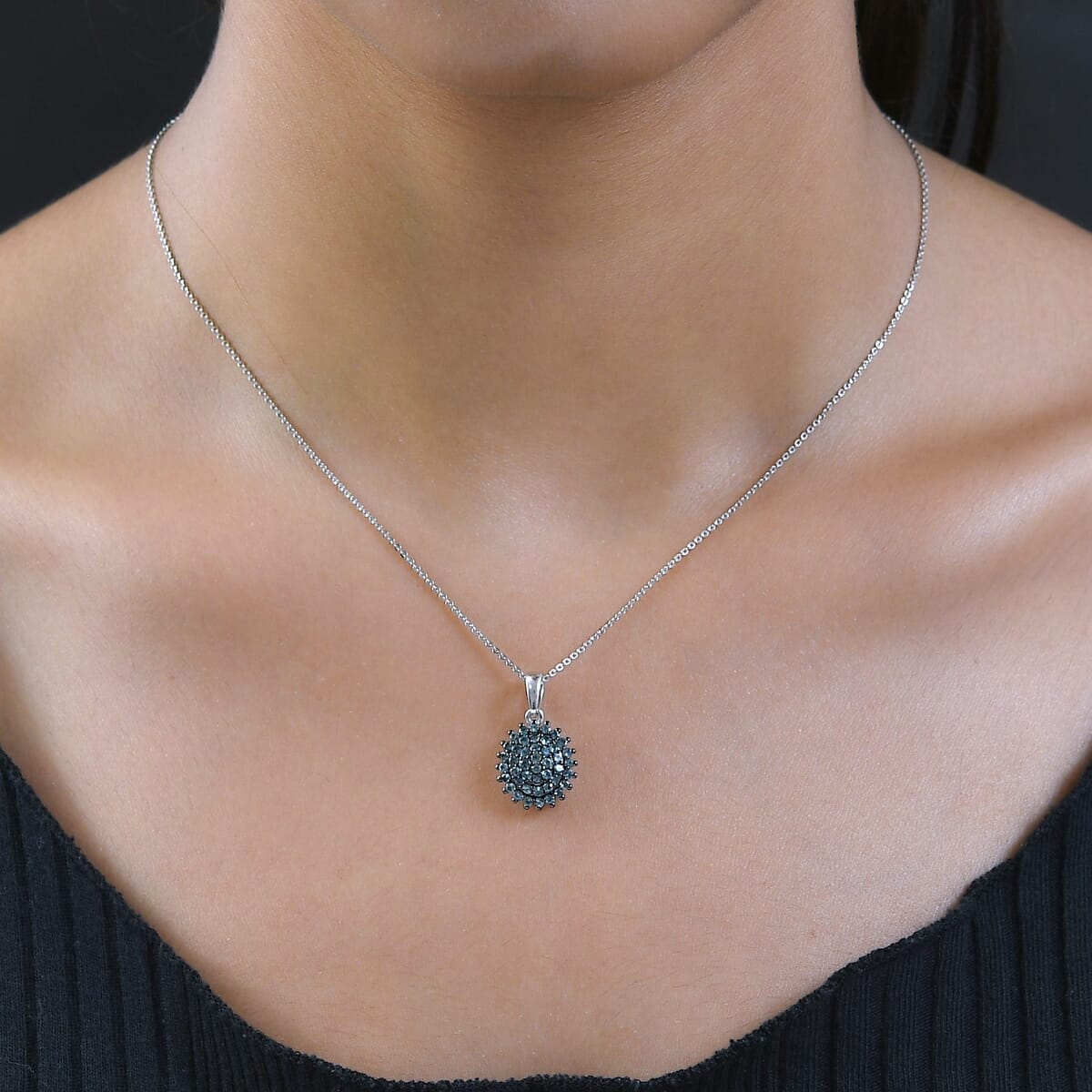 Narsipatnam Alexandrite Floral Pendant Necklace 20 Inches in Platinum Over Sterling Silver 1.10 ctw image number 2