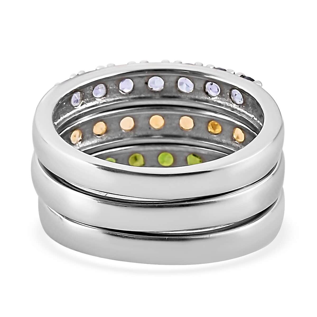 Set of 3 Tanzanite, Chrome Diopside, Jalisco Fire Opal Stackable Ring in Stainless Steel (Size 6.00) 1.25 ctw image number 4