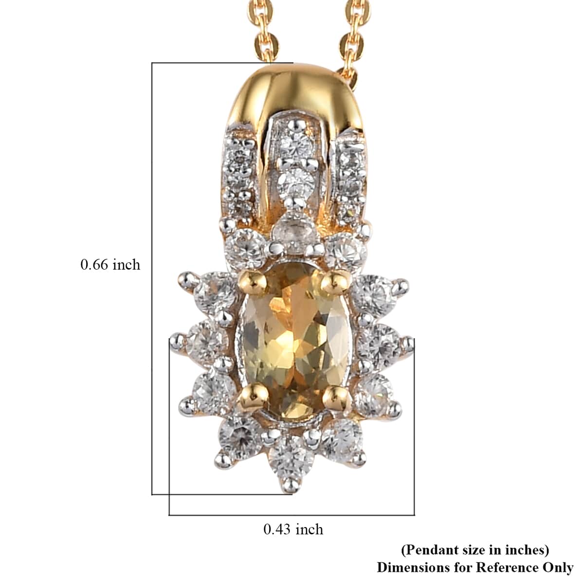 Golden Tanzanite and White Zircon Sunburst Pendant Necklace 20 Inches in Vermeil Yellow Gold Over Sterling Silver 0.90 ctw image number 5