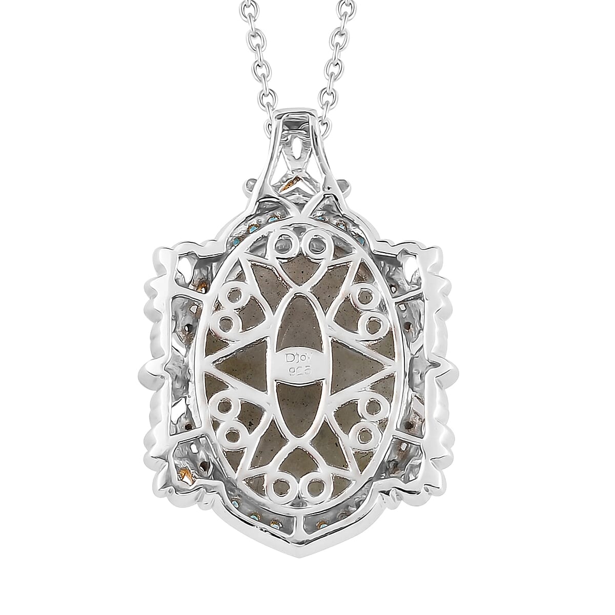 Madagascar Fire Labradorite and Multi Gemstone Pendant Necklace 20 Inches in Vermeil YG Platinum Over Sterling Silver 17.40 ctw