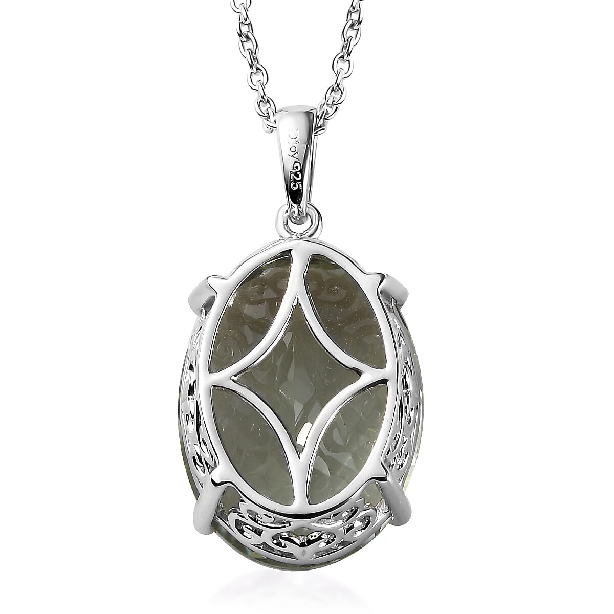 Montezuma Prasiolite Solitaire Pendant Necklace 20 Inches in Platinum Over Sterling Silver 15.00 ctw