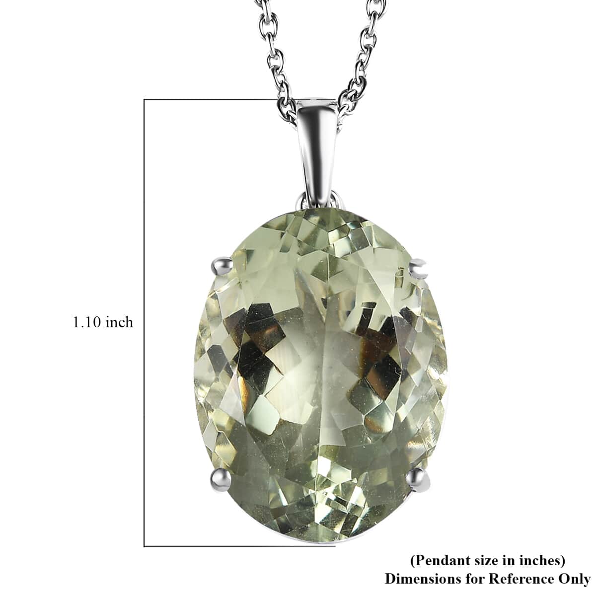 Montezuma Prasiolite Solitaire Pendant Necklace 20 Inches in Platinum Over Sterling Silver 15.00 ctw image number 6