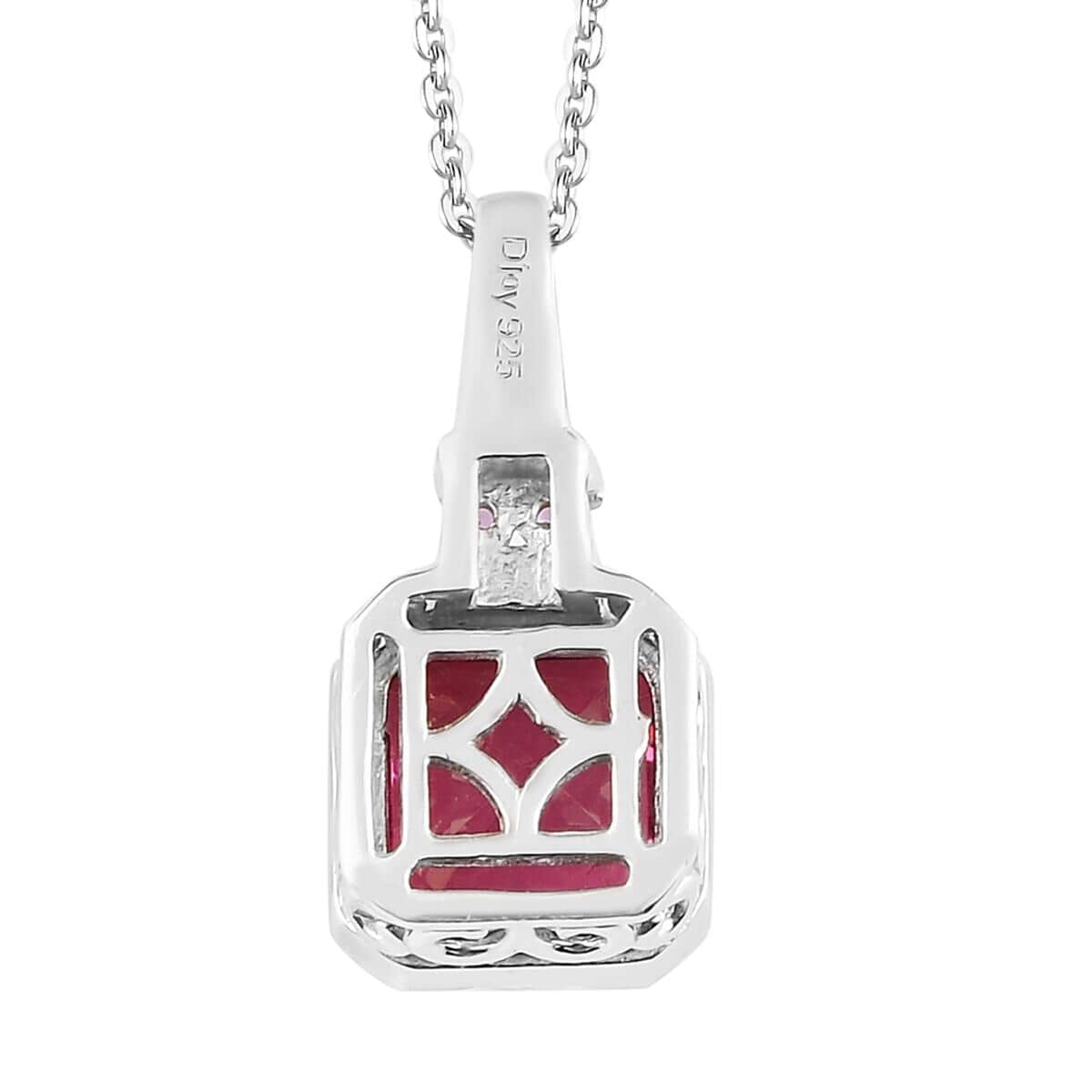 Asscher Cut Brazilian Pink Petalite and Madagascar Pink Sapphire Pendant Necklace 20 Inches in Platinum Over Sterling Silver 1.50 ctw image number 4