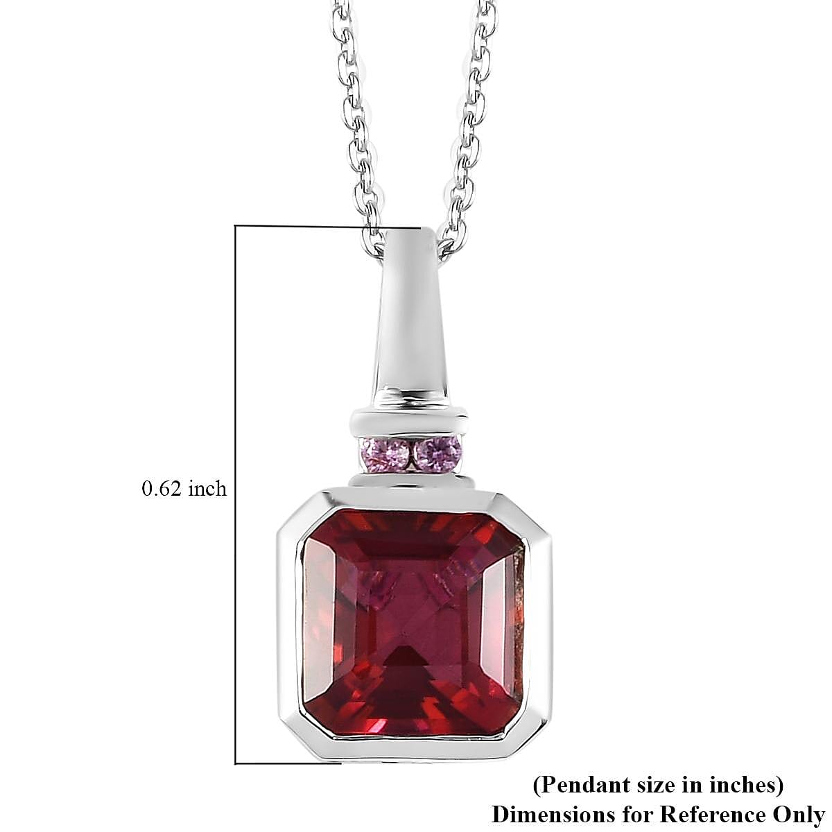 Asscher Cut Brazilian Pink Petalite and Madagascar Pink Sapphire Pendant Necklace 20 Inches in Platinum Over Sterling Silver 1.50 ctw