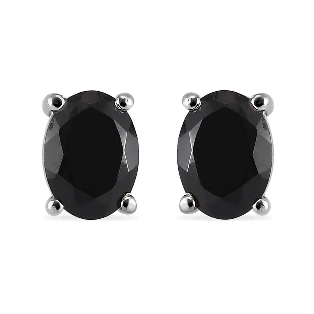 Thai Black Spinel Solitaire Ring (Size 6.0), Stud Earrings and Pendant Necklace 20 Inches in Stainless Steel 18.60 ctw image number 6