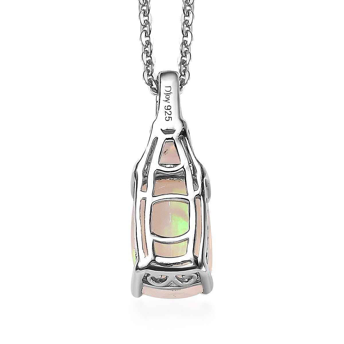 Premium Ethiopian Welo Opal and Natural Champagne Diamond Pendant Necklace 20 Inches in Platinum Over Sterling Silver 2.35 ctw image number 4