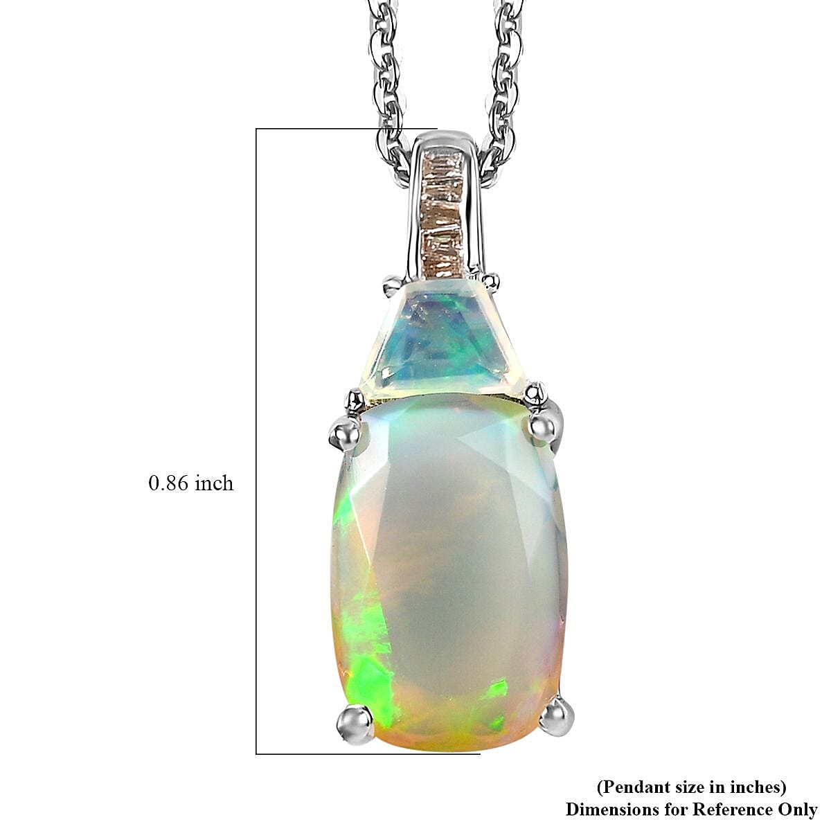 Premium Ethiopian Welo Opal and Natural Champagne Diamond Pendant Necklace 20 Inches in Platinum Over Sterling Silver 2.35 ctw image number 5