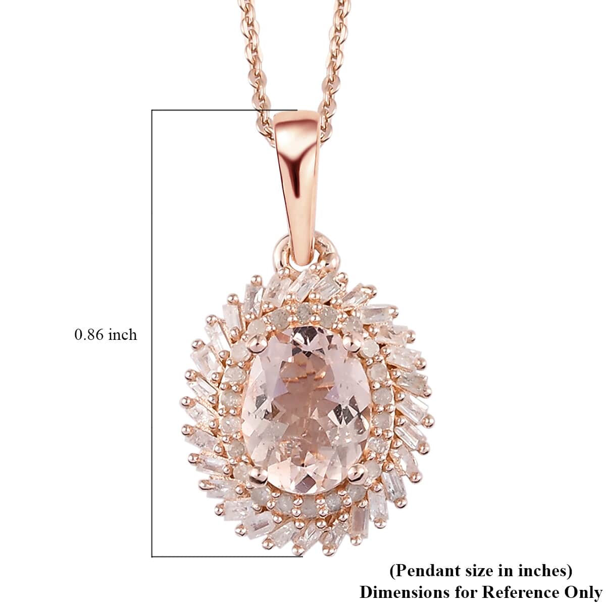 Marropino Morganite and Diamond Double Halo Swirl Pendant Necklace 20 Inches in Vermeil Rose Gold Over Sterling Silver 1.65 ctw image number 6