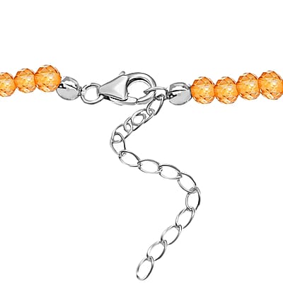 Brazilian Citrine Solitaire Pendant with Beaded Necklace (20 Inches) in Platinum Over Sterling Silver