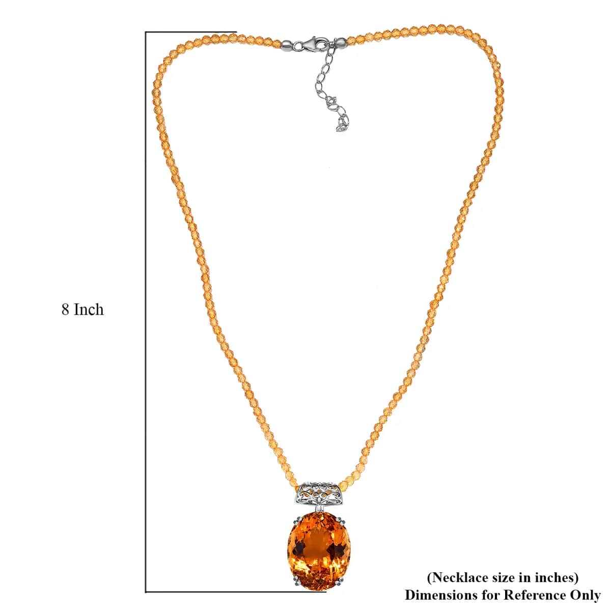 TLV Brazilian Citrine Pendant with Beaded Necklace (20 Inches) in Platinum Over Sterling Silver (12 g) 100.00 ctw image number 6