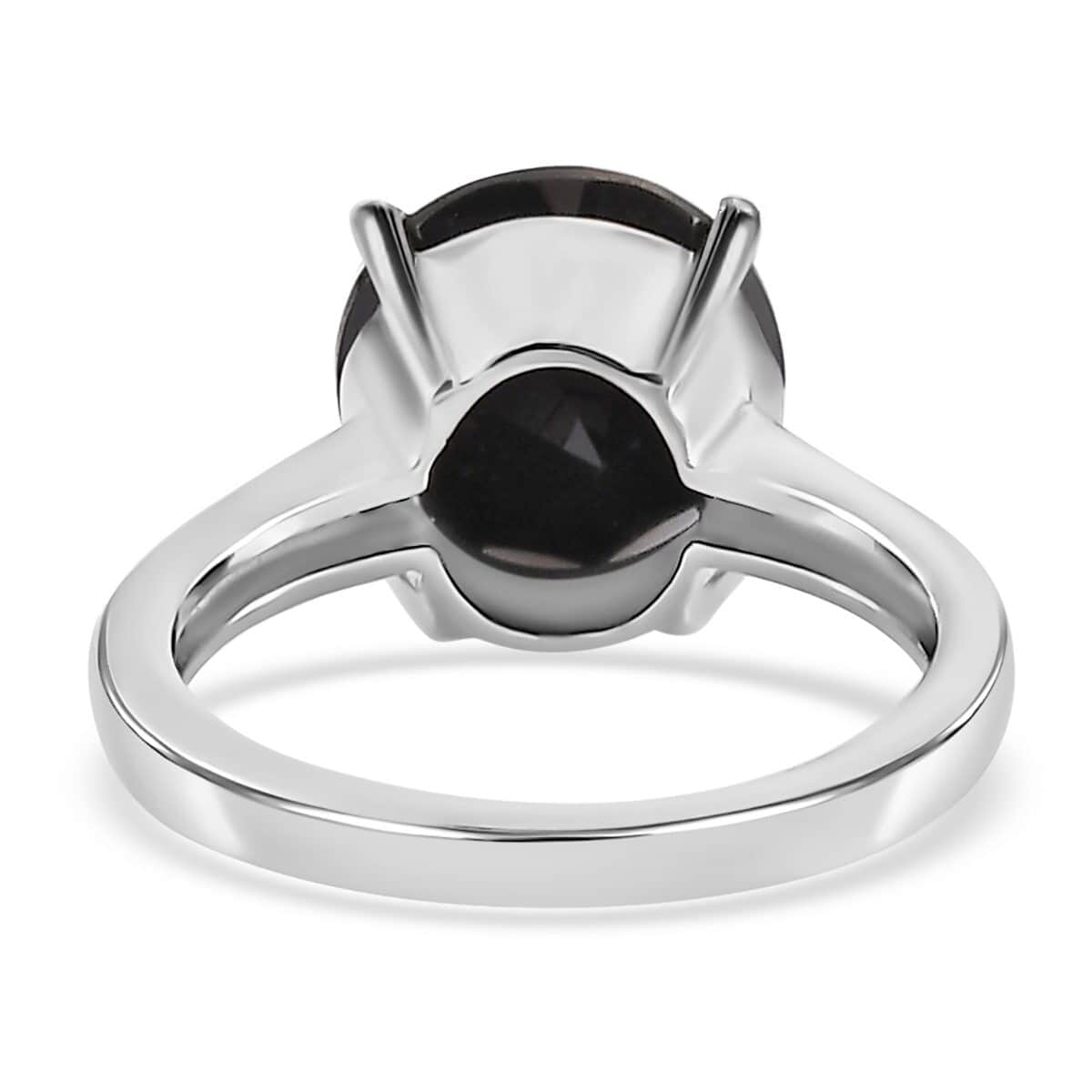 Natural Thai Black Spinel Solitaire Ring and Pendant in Stainless Steel 9.10 ctw image number 4