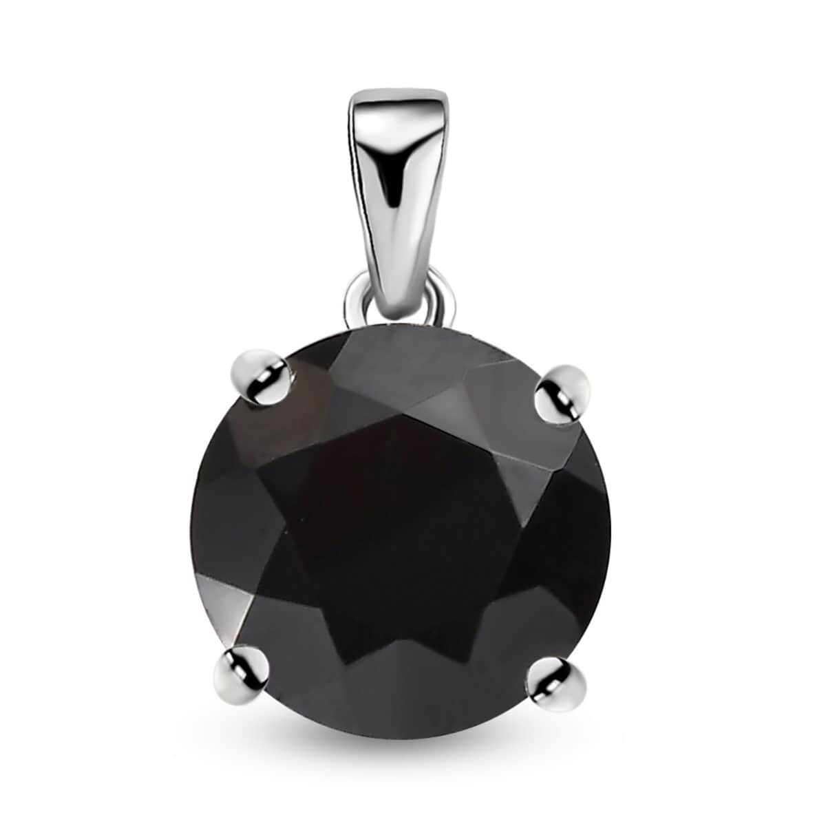 Natural Thai Black Spinel Solitaire Ring and Pendant in Stainless Steel 9.10 ctw image number 5