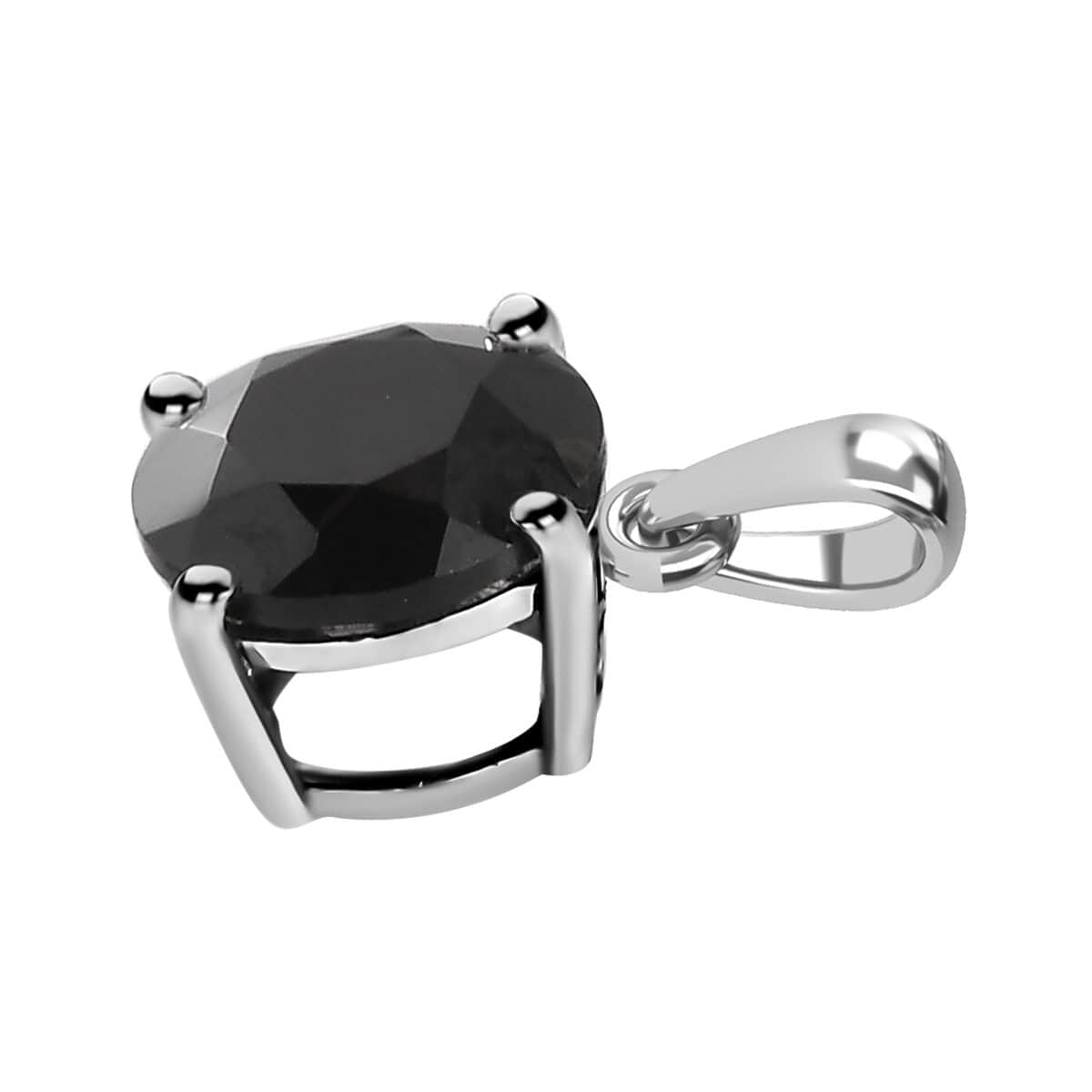 Thai Black Spinel Solitaire Ring (Size 8.0) and Pendant in Stainless Steel 9.10 ctw , Tarnish-Free, Waterproof, Sweat Proof Jewelry image number 6