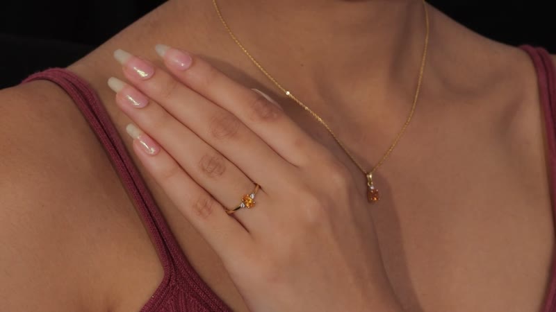 Viceroy Spessartine Garnet Solitaire Ring , Stud Earrings and Pendant Necklace 20 Inches in Vermeil Yellow Gold Over Sterling Silver 2.35 ctw