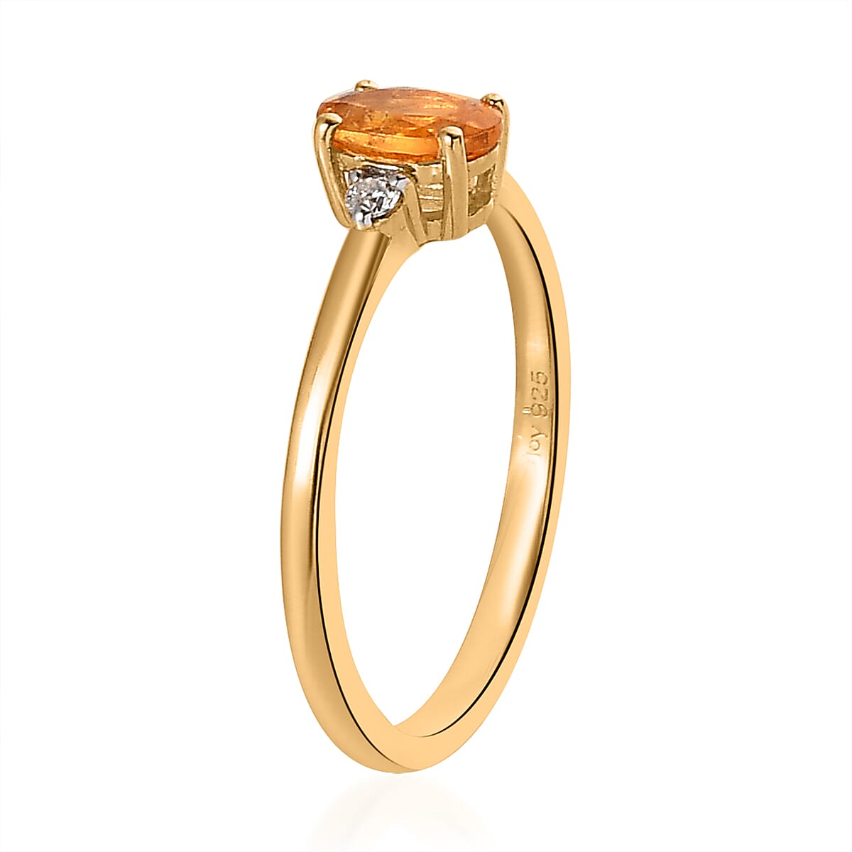 Premium Viceroy Spessartine Garnet and Moissanite Ring (Size 7.0), Stud Earrings and Pendant Necklace 20 Inches in Vermeil YG Over Sterling Silver 2.10 ctw image number 3