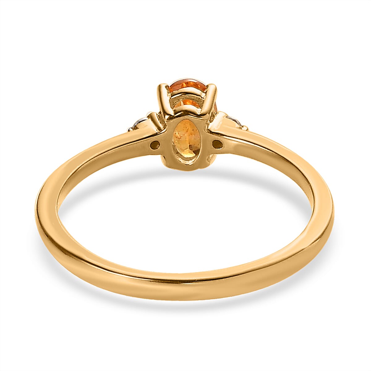 Premium Viceroy Spessartine Garnet and Moissanite Ring (Size 7.0), Stud Earrings and Pendant Necklace 20 Inches in Vermeil YG Over Sterling Silver 2.10 ctw image number 4