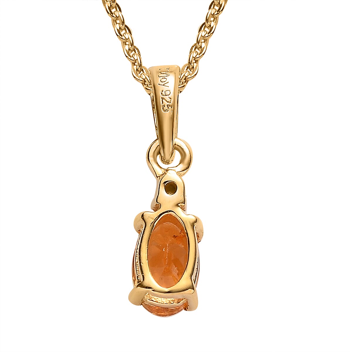 Premium Viceroy Spessartine Garnet and Moissanite Ring (Size 7.0), Stud Earrings and Pendant Necklace 20 Inches in Vermeil YG Over Sterling Silver 2.10 ctw image number 6