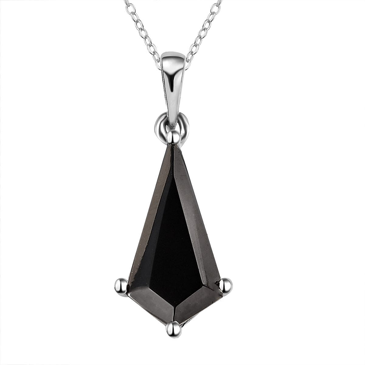 Elite Shungite Kite Shape Pendant Necklace 20 Inches in Platinum Over Sterling Silver 1.85 ctw