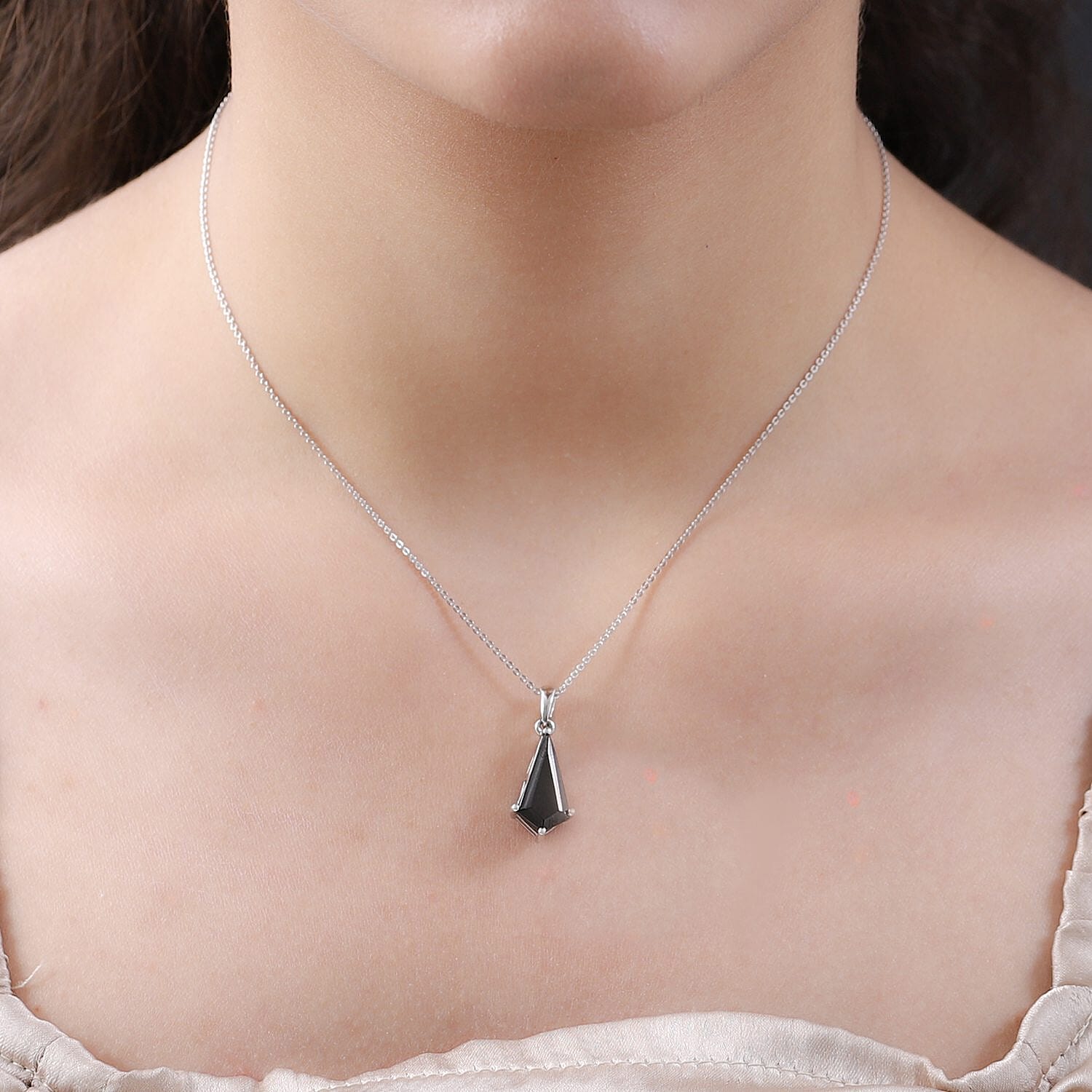 Elite Shungite Kite Shape Pendant Necklace 20 Inches in Platinum Over Sterling Silver 1.85 ctw