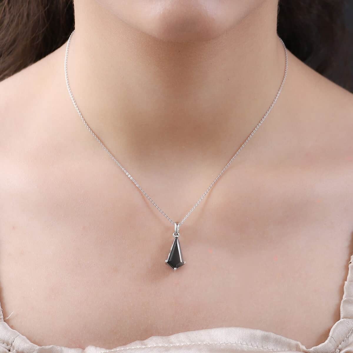 Elite Shungite Kite Shape Pendant Necklace 20 Inches in Platinum Over Sterling Silver 1.85 ctw image number 2