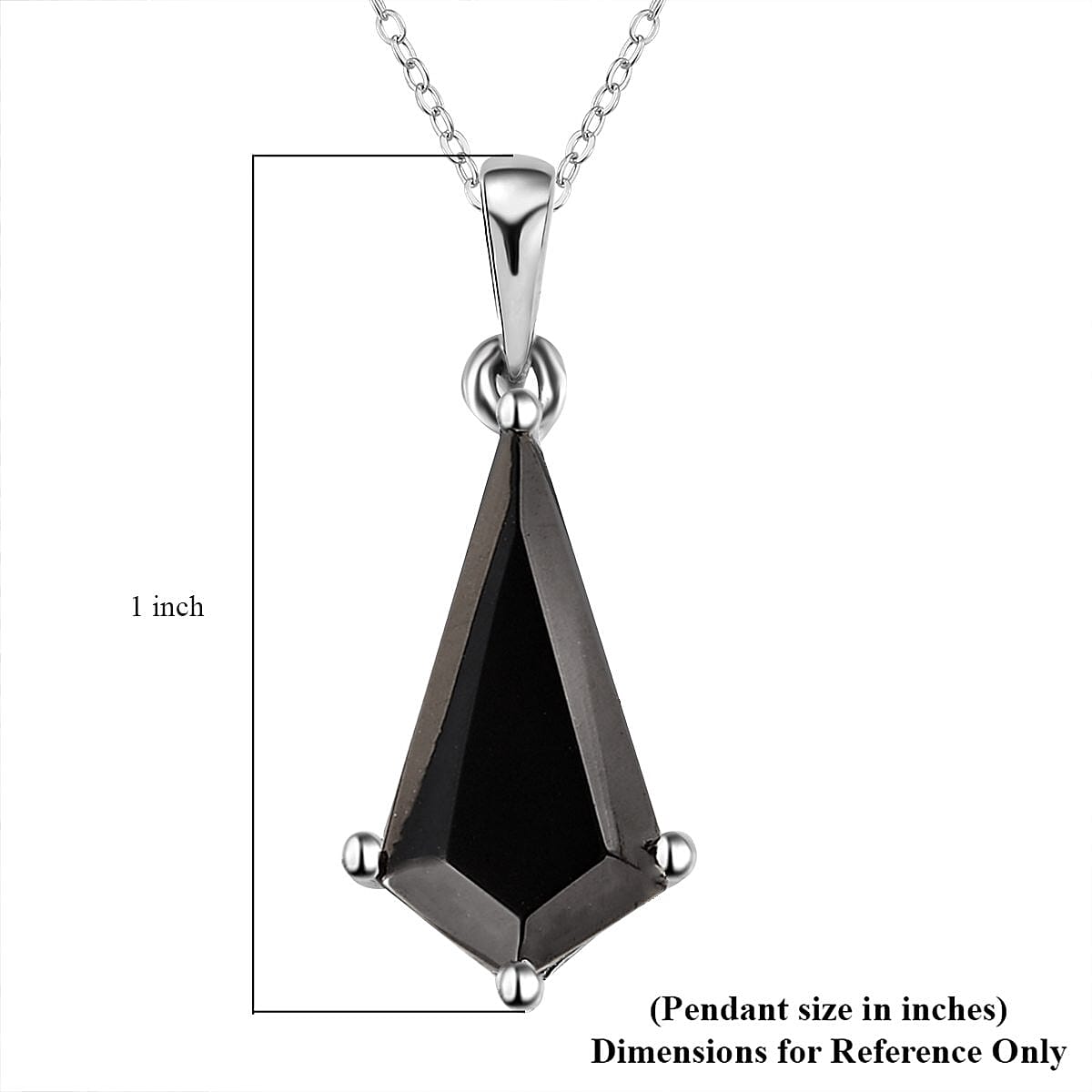 Elite Shungite Kite Shape Pendant Necklace 20 Inches in Platinum Over Sterling Silver 1.85 ctw