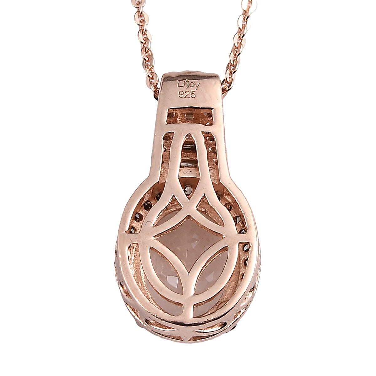 Premium Marropino Morganite, Natural Champagne and White Diamond Pendant Necklace 20 Inches in Vermeil Rose Gold Over Sterling Silver 2.50 ctw