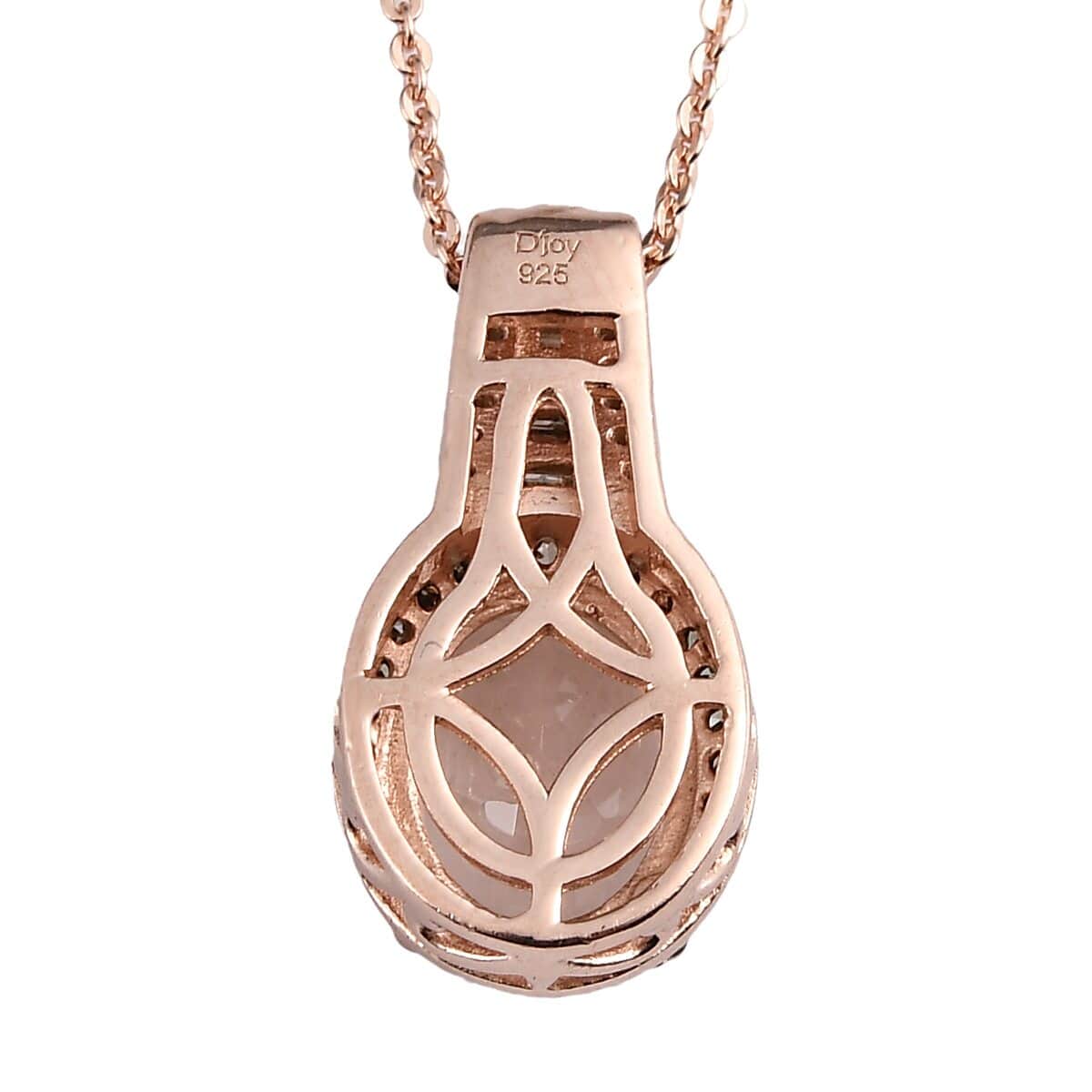 Premium Marropino Morganite, Natural Champagne and White Diamond Pendant Necklace 20 Inches in Vermeil Rose Gold Over Sterling Silver 2.50 ctw image number 4