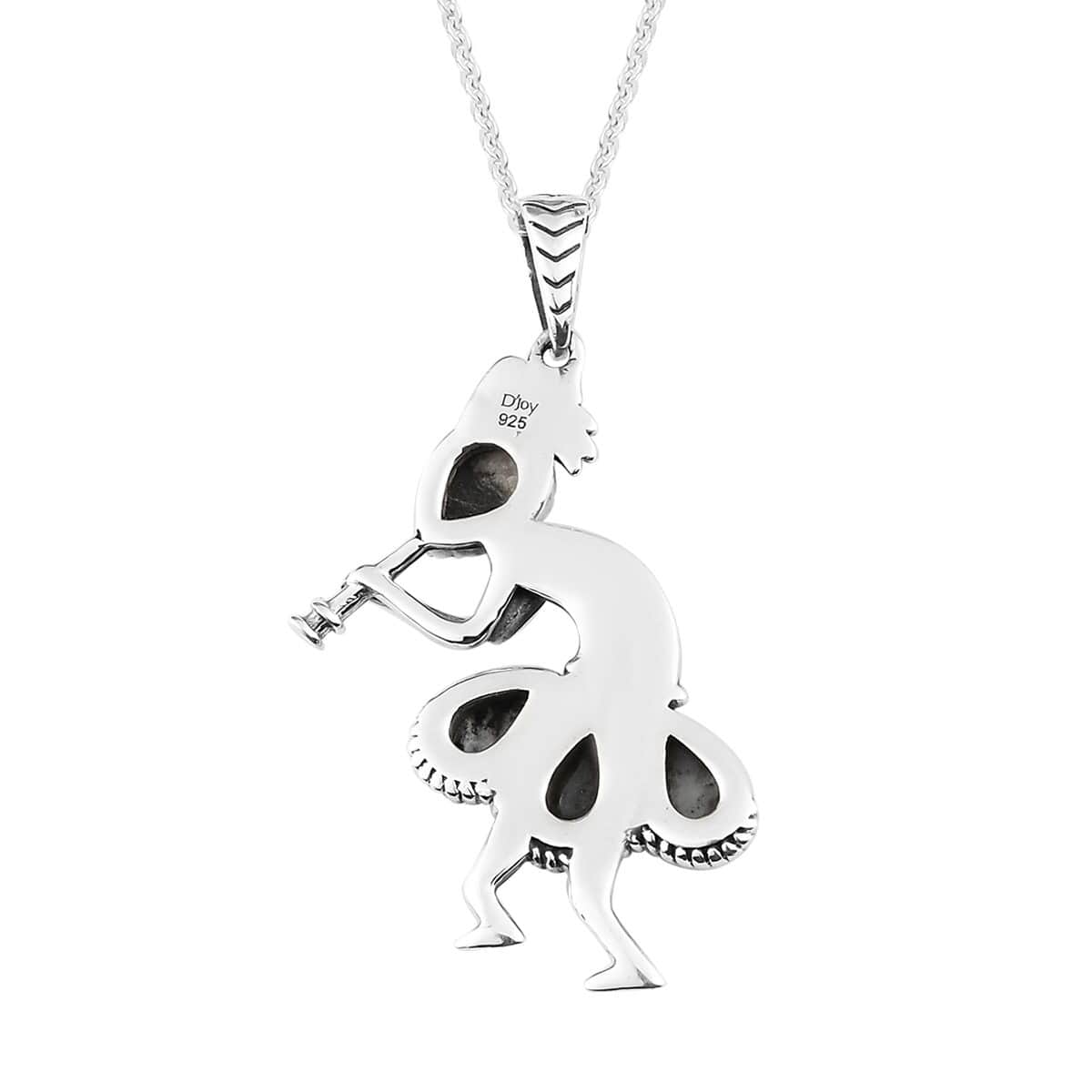 White Buffalo Kokopelli Pendant Necklace 20 Inches in Sterling Silver 1.15 ctw image number 4