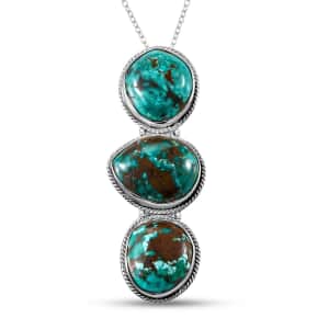 Sierra Nevada Turquoise Pendant Necklace 20 Inches in Platinum Over Sterling Silver 13.50 ctw